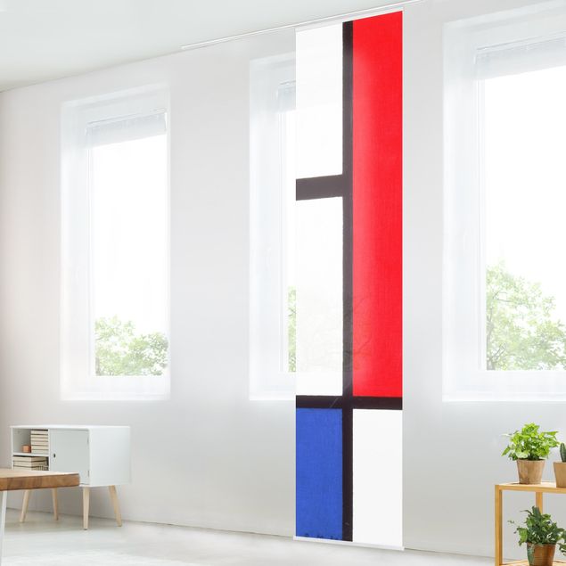 Tende a pannello corte Piet Mondrian - Composizione con rosso, blu e giallo