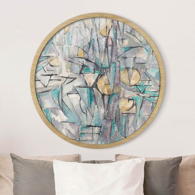 Poster con cornice rotonda Piet Mondrian - Composizione X