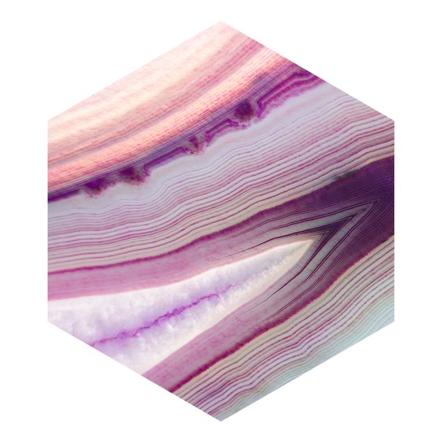 Fotomurale esagonale autoadesivo - Pianeta di cristallo rosa