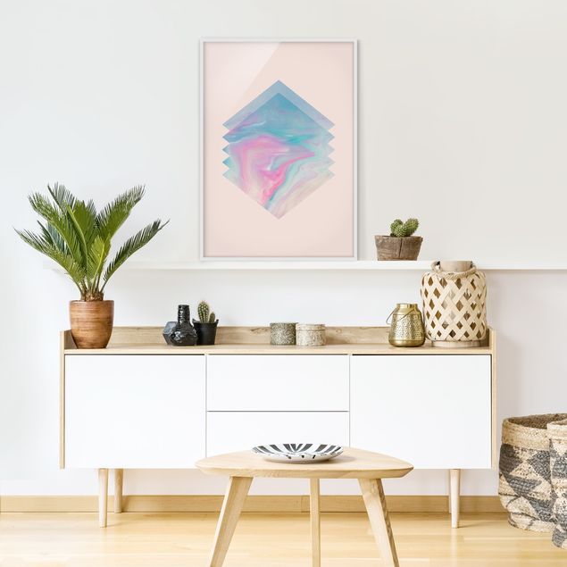 Poster con cornice - Acqua rosa di marmo