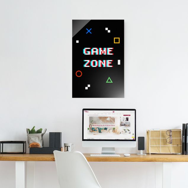 Quadro in vetro - Frase in pixel Game Zone