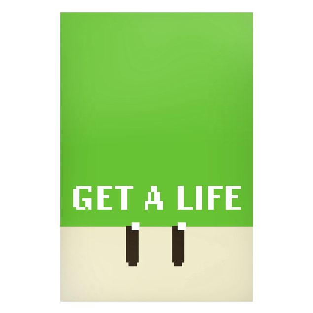 Lavagna magnetica - Frase in pixel Get A Life in verde - Formato verticale 2:3
