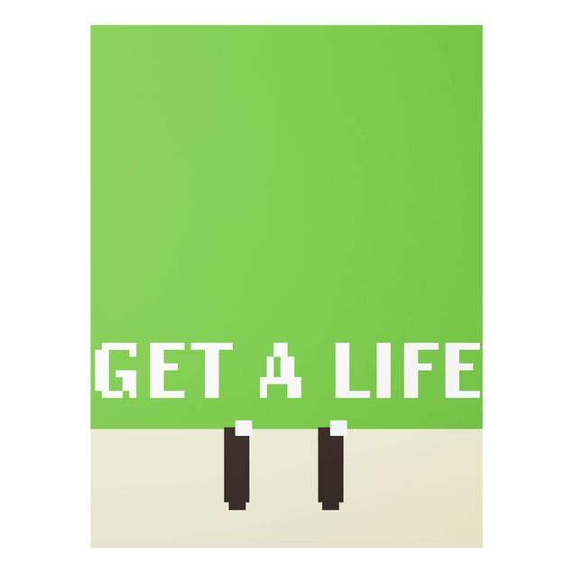 Quadro in vetro - Frase in pixel Get A Life in verde