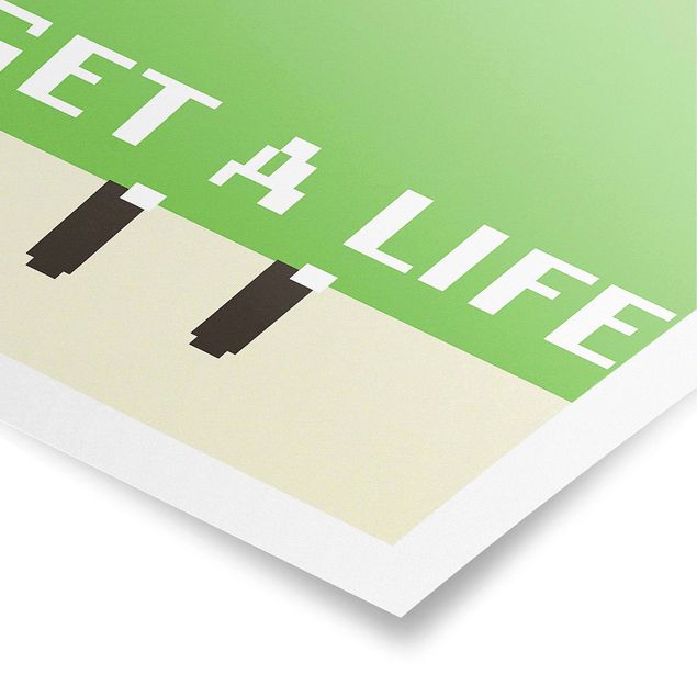 Poster riproduzione - Frase in pixel Get A Life in verde
