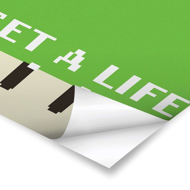 Poster riproduzione - Frase in pixel Get A Life in verde