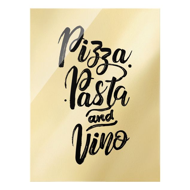 Quadro in vetro - Pizza Pasta e Vino - Formato verticale