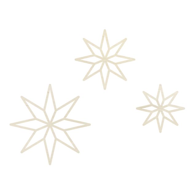 Decorazione da parete in legno - Set di stelle poligonali
