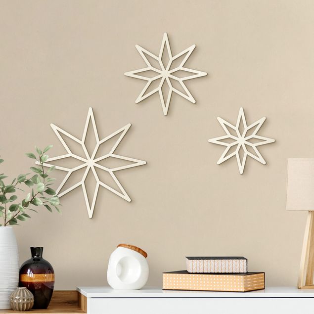 decorazione da parete in legno Set di stelle poligonali