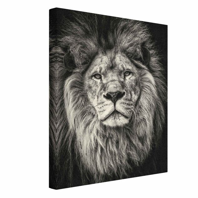 Stampa su tela Ritratto di leone in bianco e nero