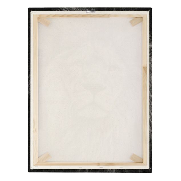 Quadro su tela oro - Ritratto di leone in bianco e nero