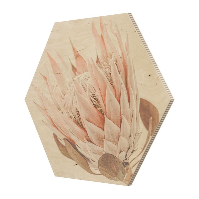 Esagono in legno - Protea regina dei fiori
