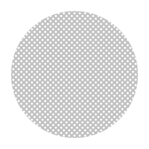 Tappeto in vinile rotondo - Punti bianchi su grigio