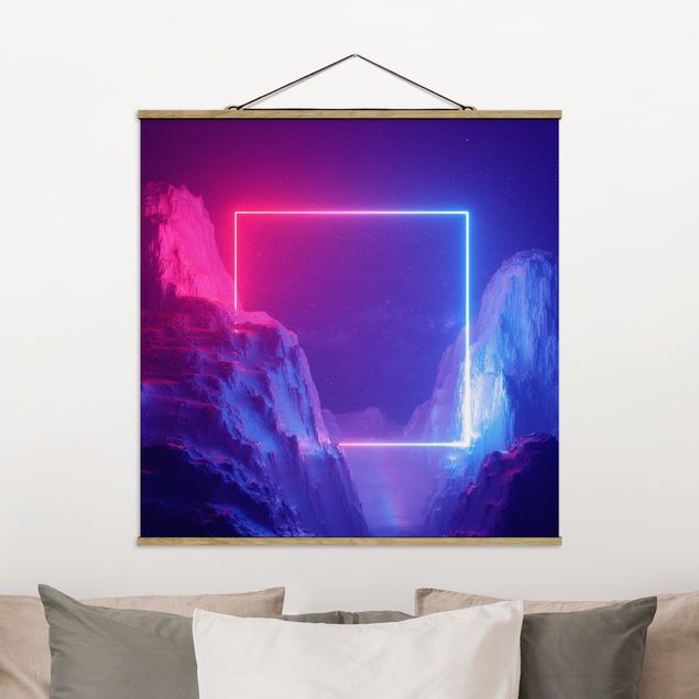 Foto su tessuto da parete con bastone - Luce al neon quadrata - Quadrato 1:1