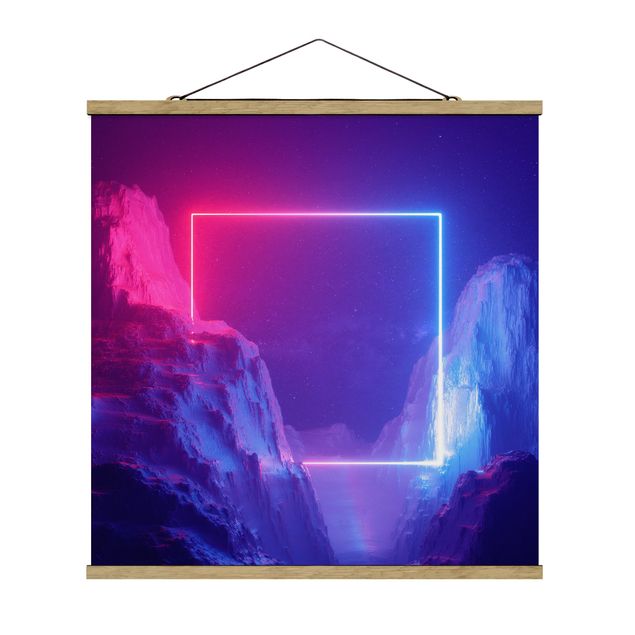 Foto su tessuto da parete con bastone - Luce al neon quadrata - Quadrato 1:1