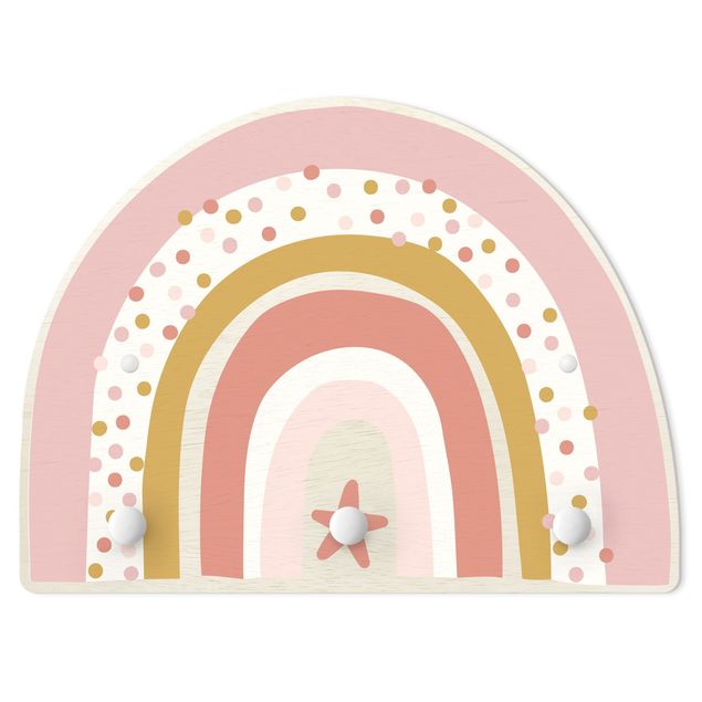 Appendiabiti per bambini - Punti e stelle arcobaleno in rosa