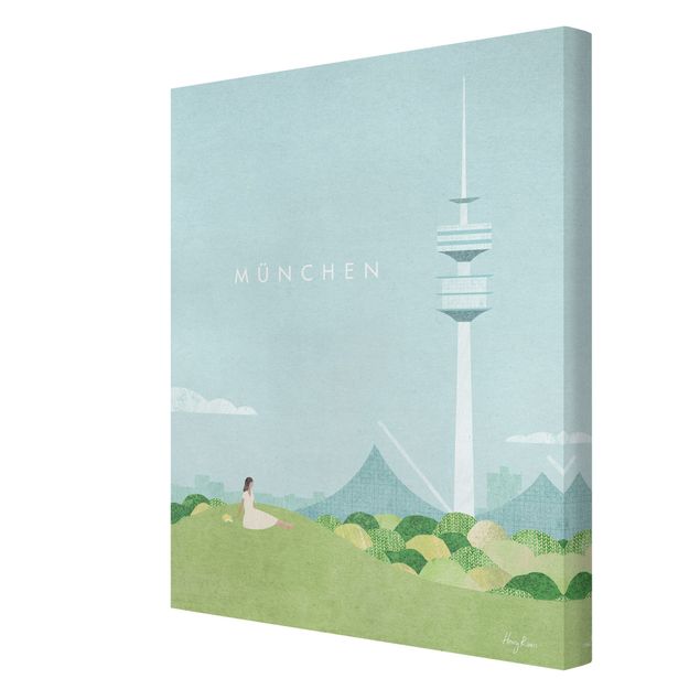 Stampa su tela - Poster di viaggio - Monaco di Baviera - Formato verticale 3:4