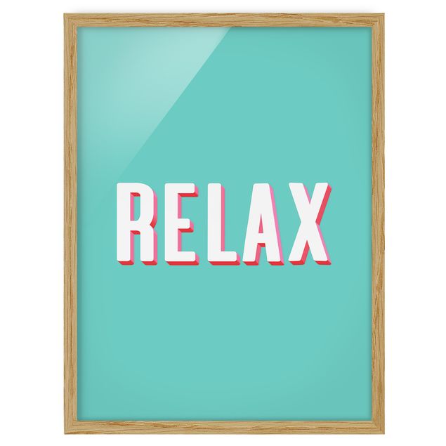 Poster con cornice - Relax Typo su blu
