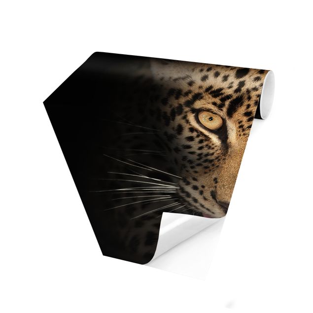 Carta da parati esagonale adesiva con disegni - Leopardo a riposo