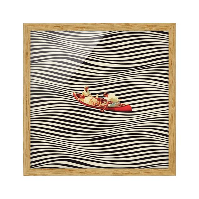 Poster con cornice - Collage retrò - Gita in barca