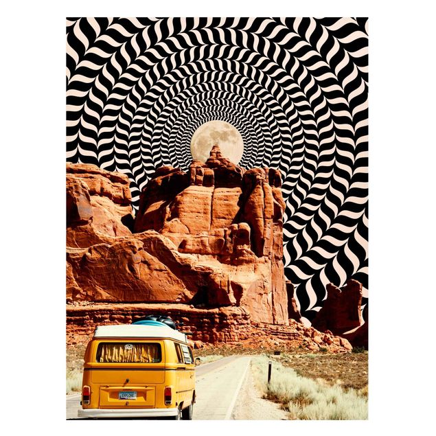 Lavagna magnetica - Collage retrò - Il miglior viaggio on the road II - Formato verticale 3:4