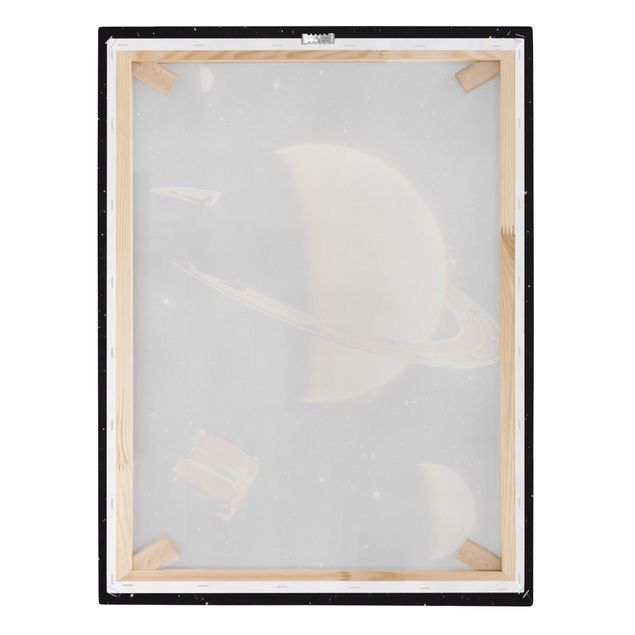 Stampa su tela - Collage retrò - Gli anelli di Saturno - Formato verticale 3:4