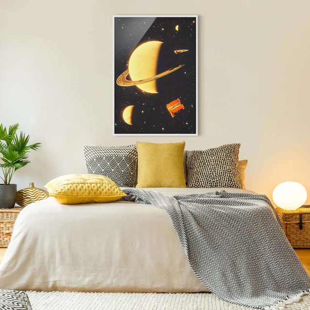 Poster con cornice - Collage retrò - Gli anelli di Saturno