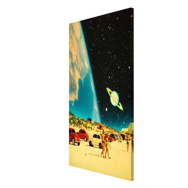 Lavagna magnetica - Collage retrò - Spiaggia galattica - Formato verticale 3:4