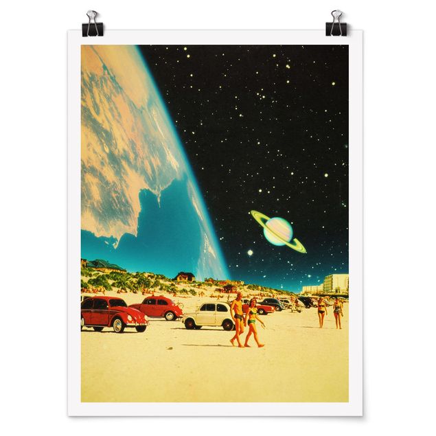 Poster riproduzione - Collage retrò - Spiaggia galattica