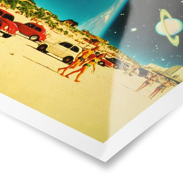 Poster riproduzione - Collage retrò - Spiaggia galattica