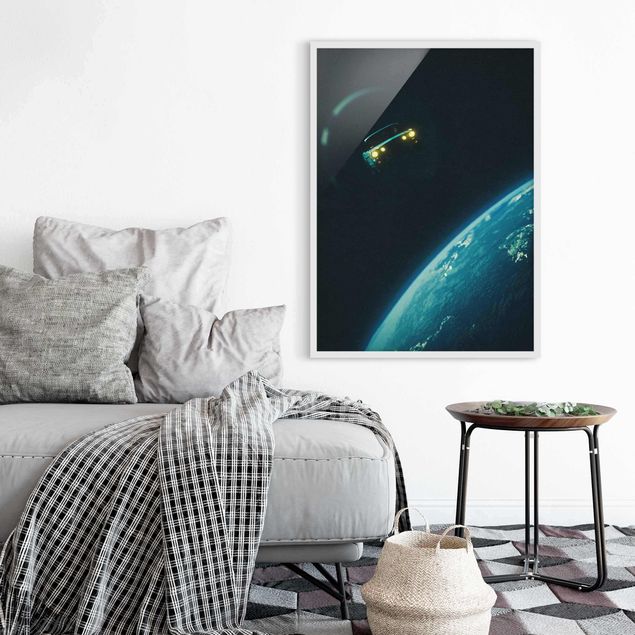 Poster con cornice - Collage retrò - Viaggio nello spazio