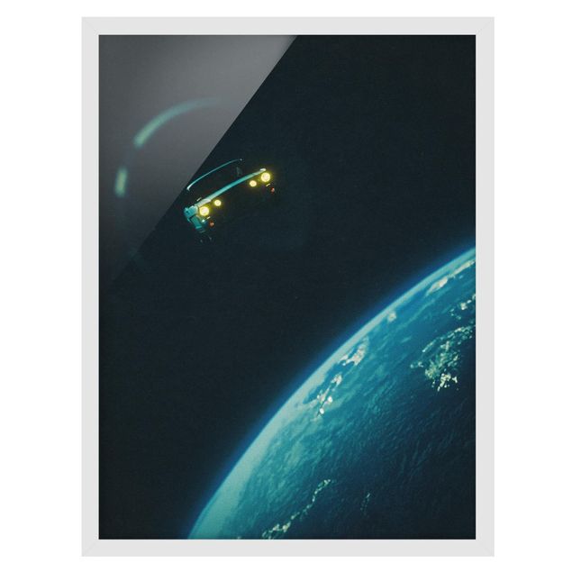 Poster con cornice - Collage retrò - Viaggio nello spazio