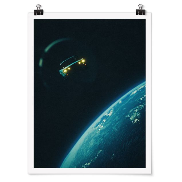 Poster riproduzione - Collage retrò - Viaggio nello spazio