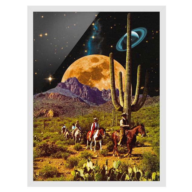Poster con cornice - Collage retrò - Cowboy dello spazio