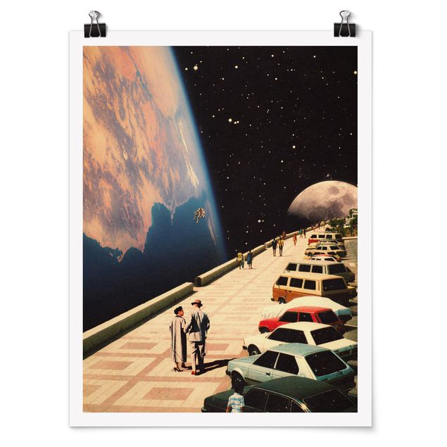 Poster riproduzione - Collage retrò - Passeggiata spaziale