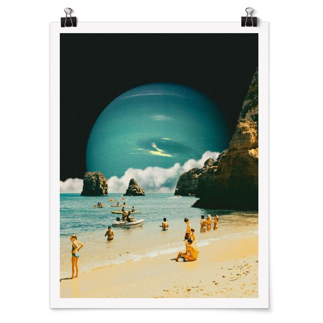 Poster riproduzione - Collage retrò - Spiaggia spaziale