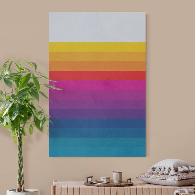 Quadro fonoassorbente - Righe arcobaleno rétro