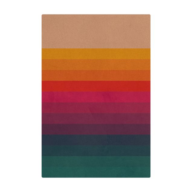 Tappetino di sughero - Righe arcobaleno rétro - Formato verticale 2:3