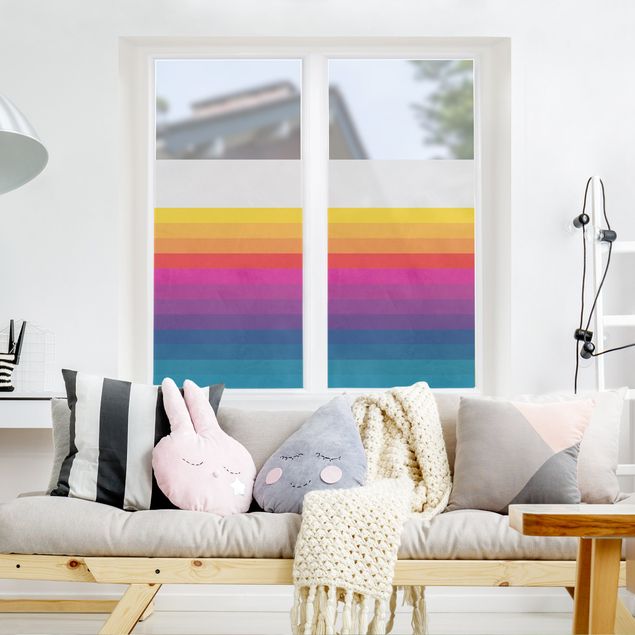 Pellicola per vetri colorata Righe arcobaleno rétro