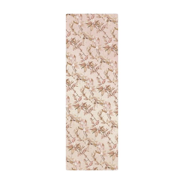Tappetino di sughero - Fiori romantici in acquerello natura sabbia - Formato verticale 1:2
