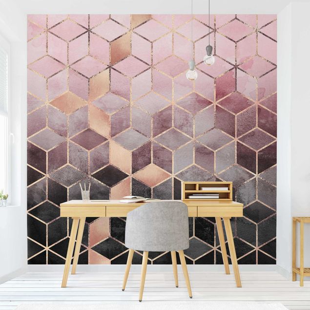 Abstrakte Malerei Geometria dorata rosa-grigio