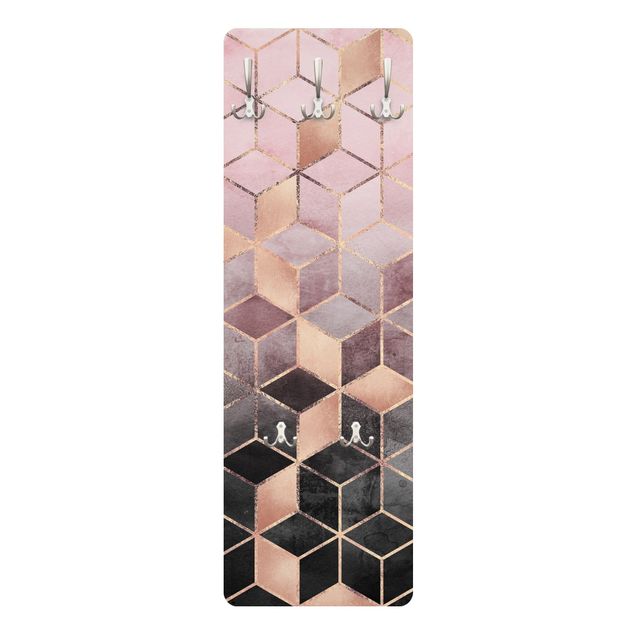Appendiabiti moderno - Geometria dorata con rosa e grigio