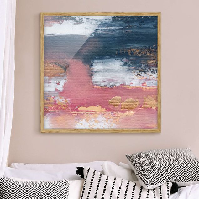 Abstrakte Kunst Tempesta rosa con oro