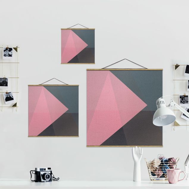 Foto su tessuto da parete con bastone - Geometria rosa trasparente - Quadrato 1:1