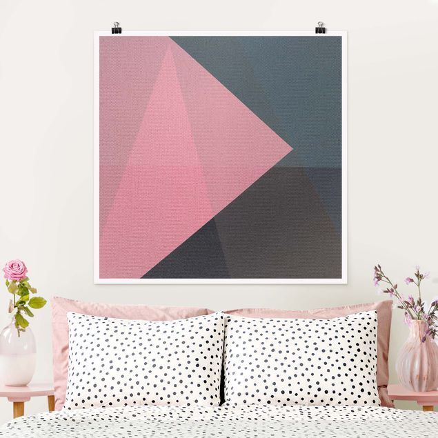 quadro astratto moderno Geometria della trasparenza rosa