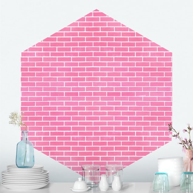 Carta da parati per centro benessere Muro di mattoni rosa