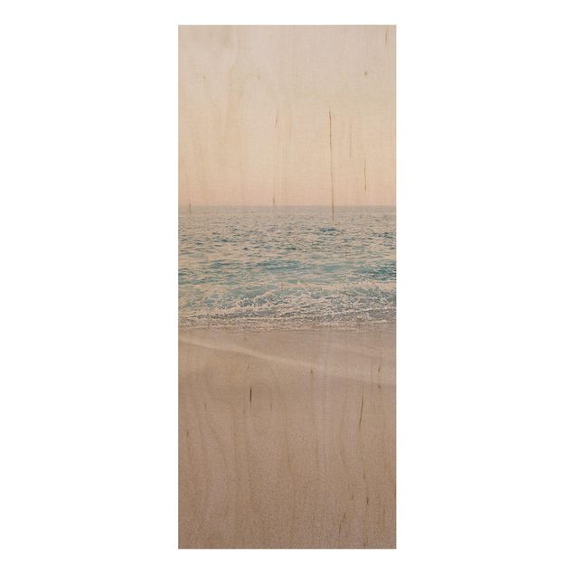 Stampa su legno - Spiaggia oro rosa la mattina