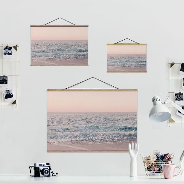 Foto su tessuto da parete con bastone - Spiaggia oro rosa la mattina - Orizzontale 3:2