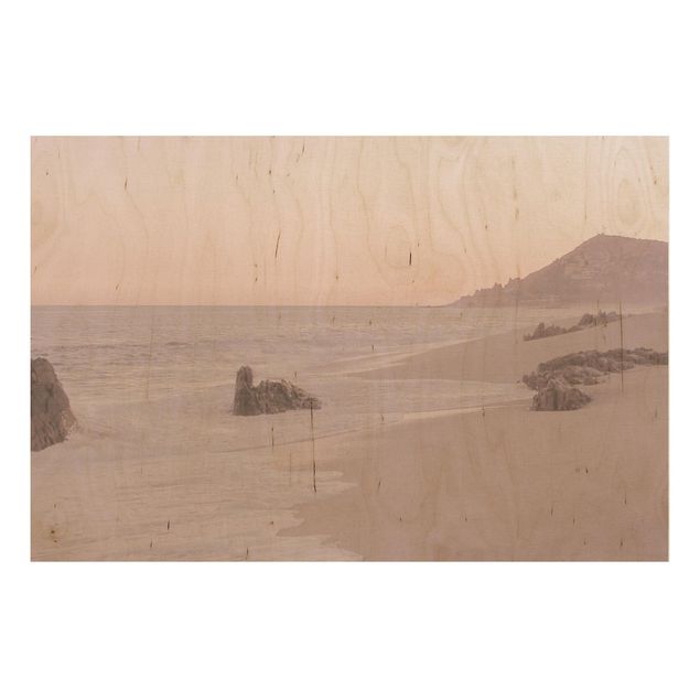 Stampa su legno - Spiaggia oro rosa