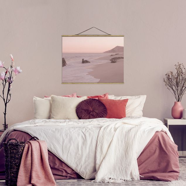 Foto su tessuto da parete con bastone - Spiaggia oro rosa - Orizzontale 4:3