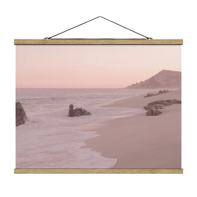 Foto su tessuto da parete con bastone - Spiaggia oro rosa - Orizzontale 4:3